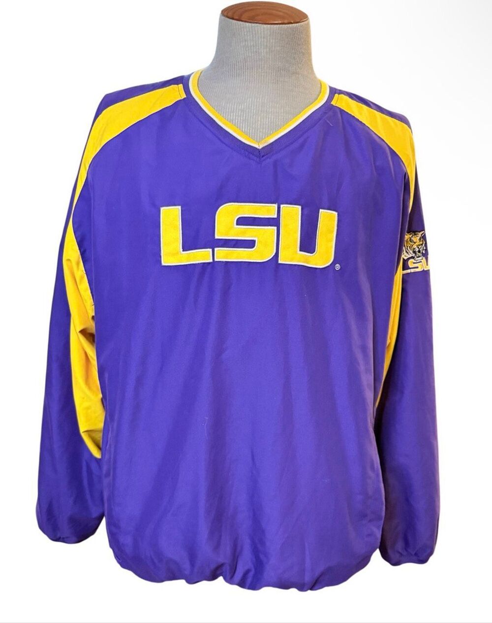 LSU Louisiana State University V-Neck Windbreaker Pullover Large Tigers